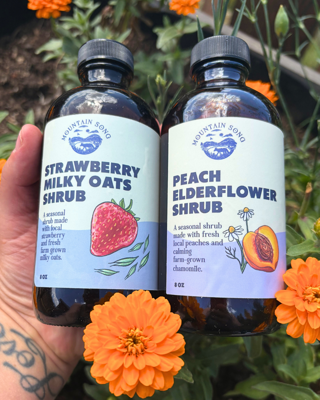 Peach Elderflower & Strawberry Milky Oats Shrub Bundle